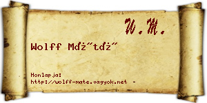 Wolff Máté névjegykártya